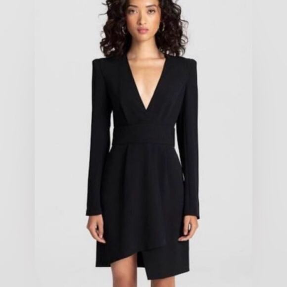 A.L.C. Mara Long Sleeve Structured Asymmetrical Hem Crepe Mini Dress - Size 10 - Picture 1 of 14